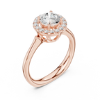 Round Brilliant Diamond Halo Engagement Ring in 14k Yellow Gold
