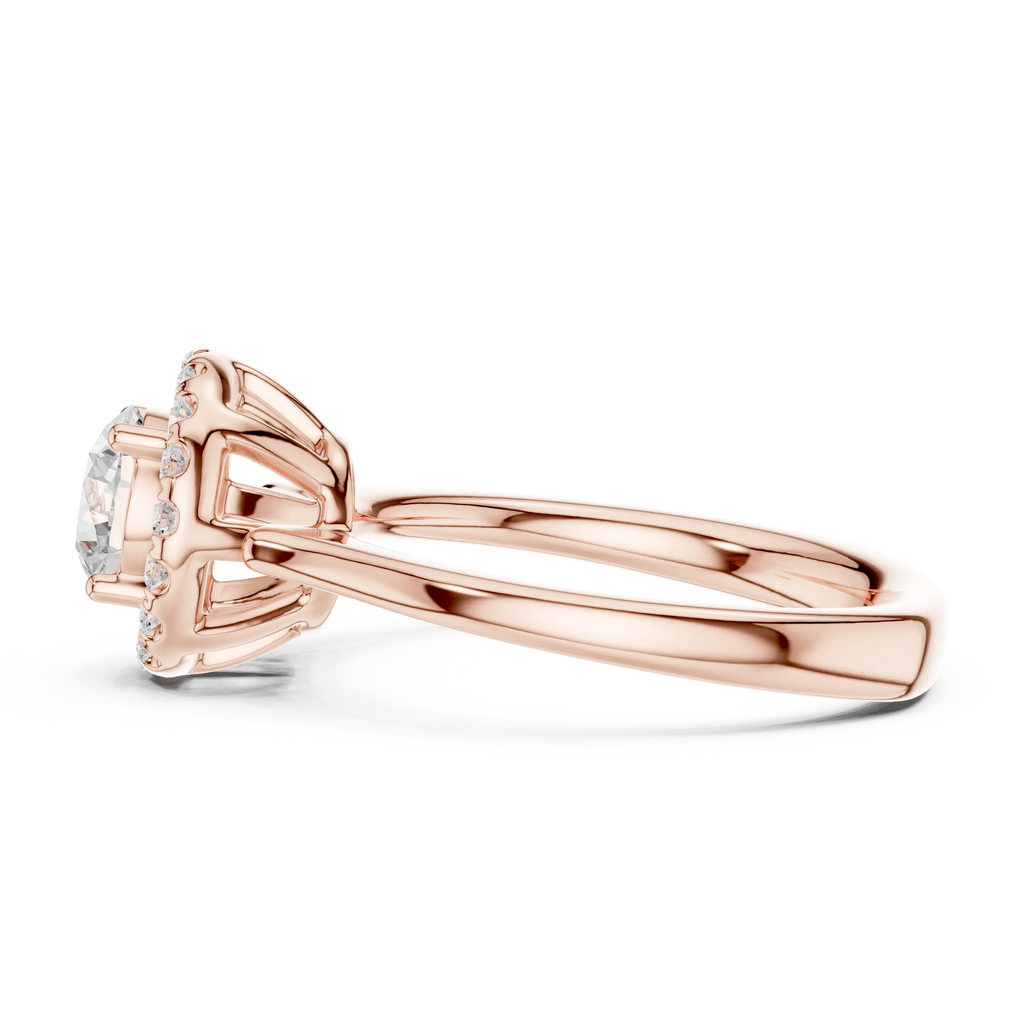 Round Brilliant Diamond Halo Engagement Ring in 14k Yellow Gold