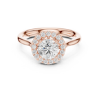 Round Brilliant Diamond Halo Engagement Ring in 14k Yellow Gold