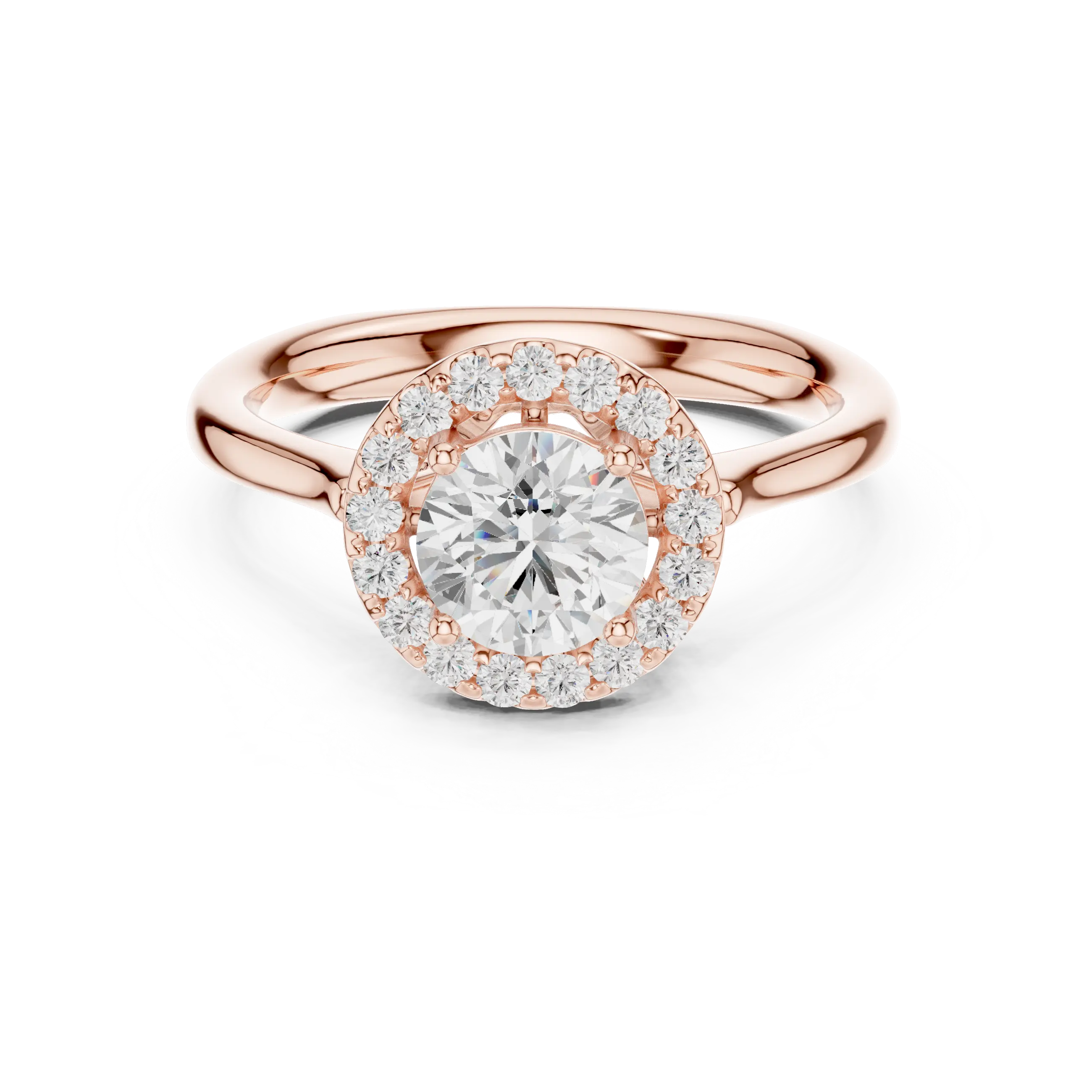 Round Brilliant Diamond Halo Engagement Ring in 14k Yellow Gold