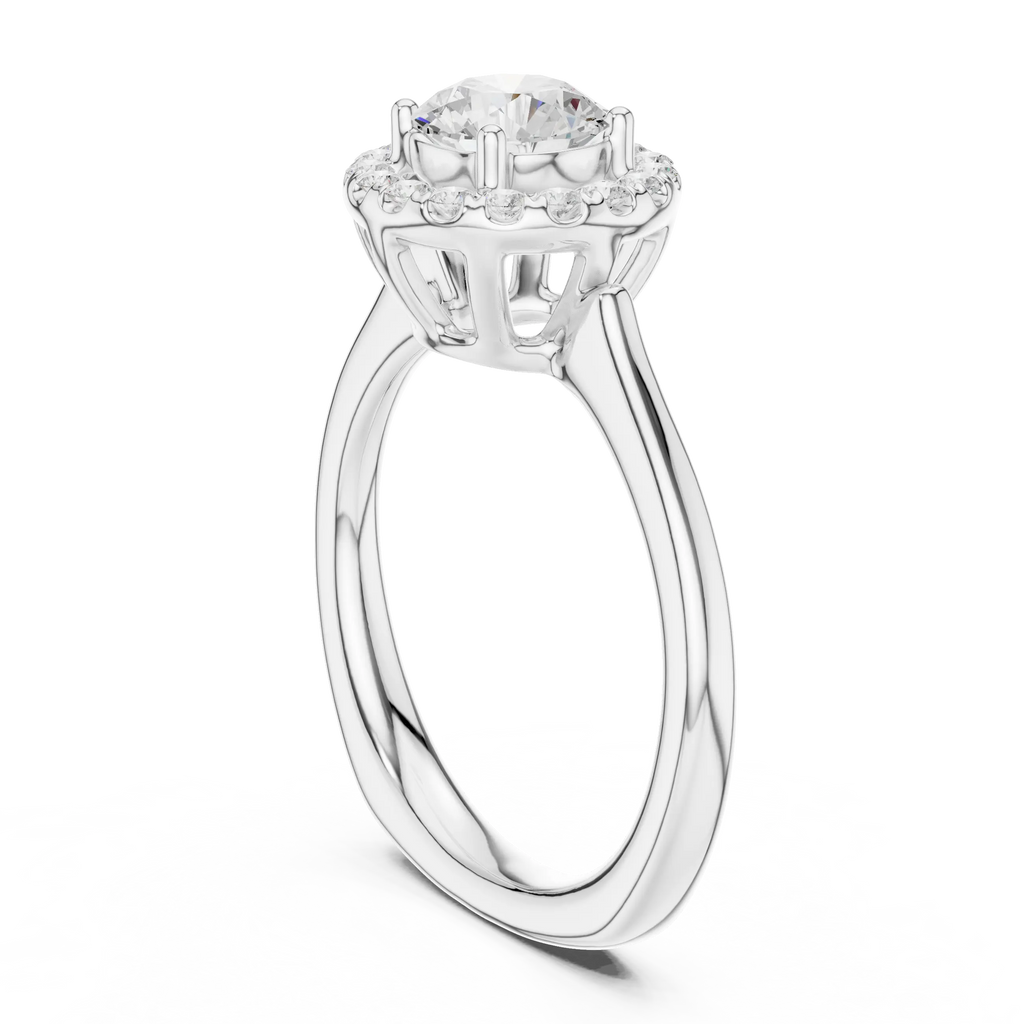 Round Brilliant Diamond Halo Engagement Ring in 14k Yellow Gold