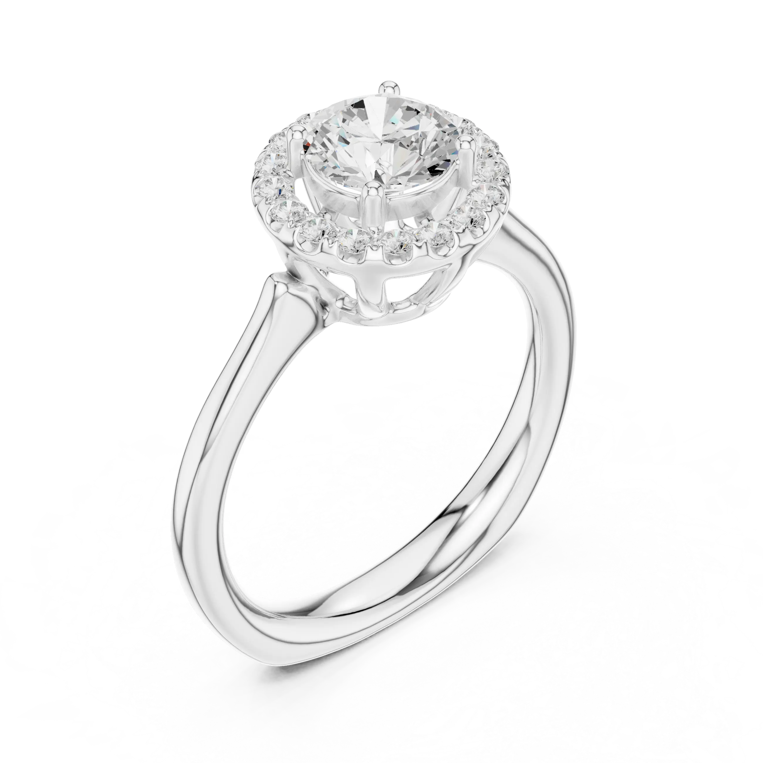 Round Brilliant Diamond Halo Engagement Ring in 14k Yellow Gold
