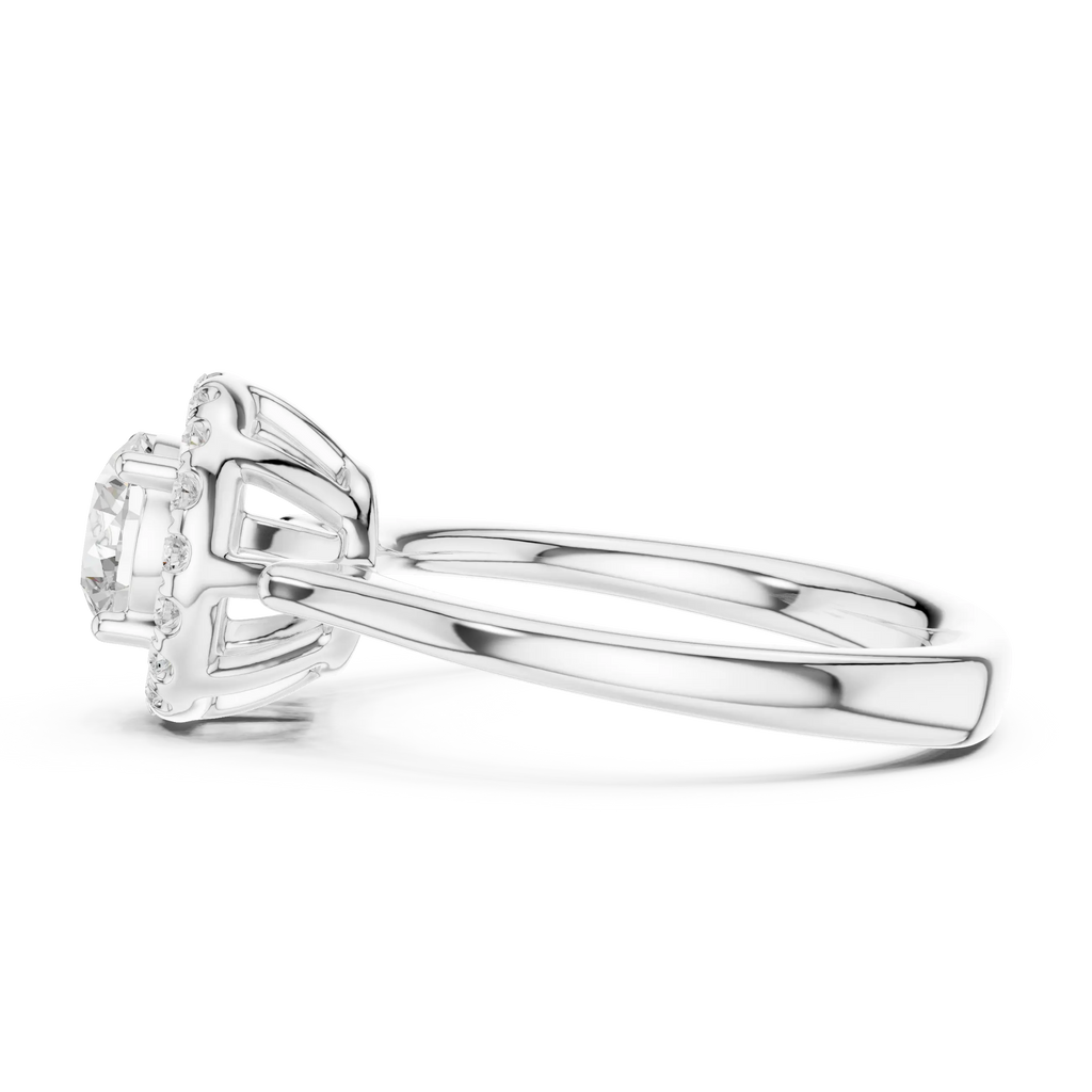 Round Brilliant Diamond Halo Engagement Ring in 14k Yellow Gold