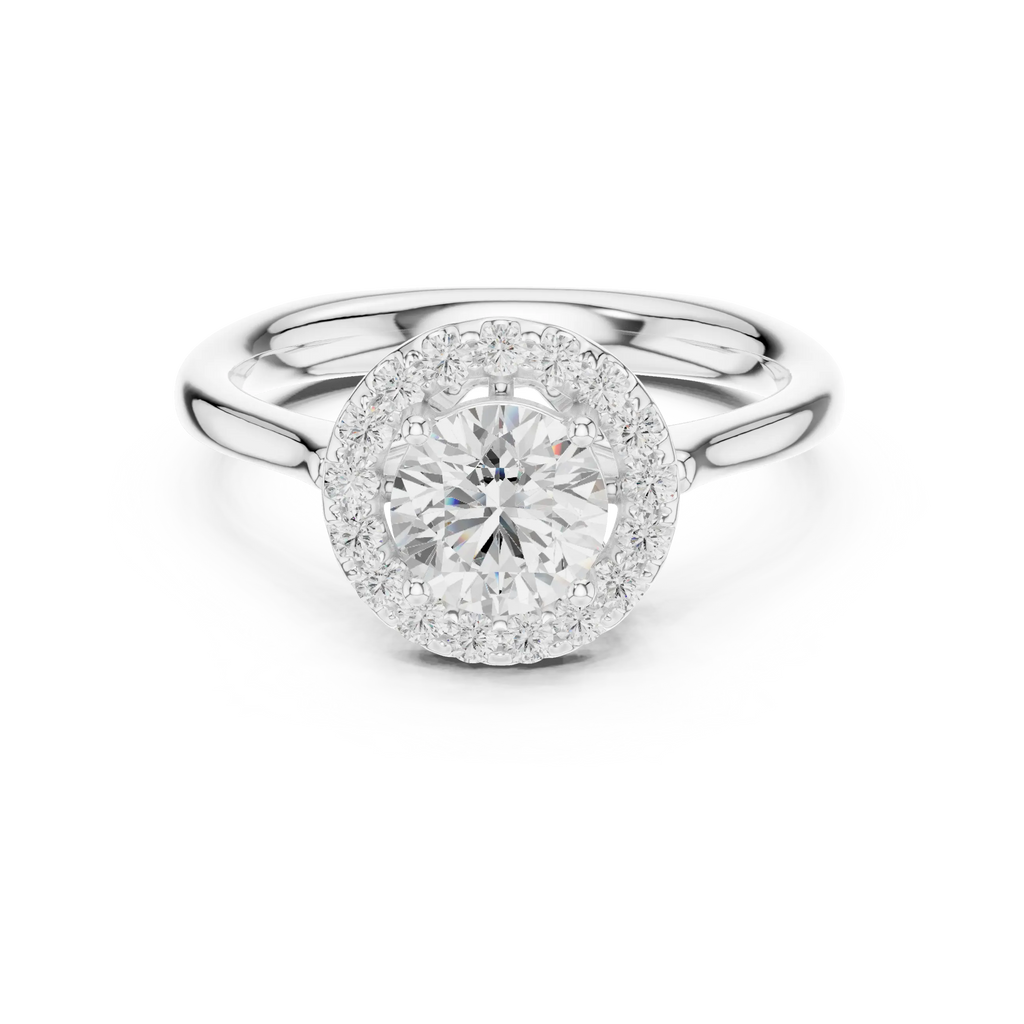 Round Brilliant Diamond Halo Engagement Ring in 14k Yellow Gold