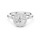 Round Brilliant Diamond Halo Engagement Ring in 14k Yellow Gold