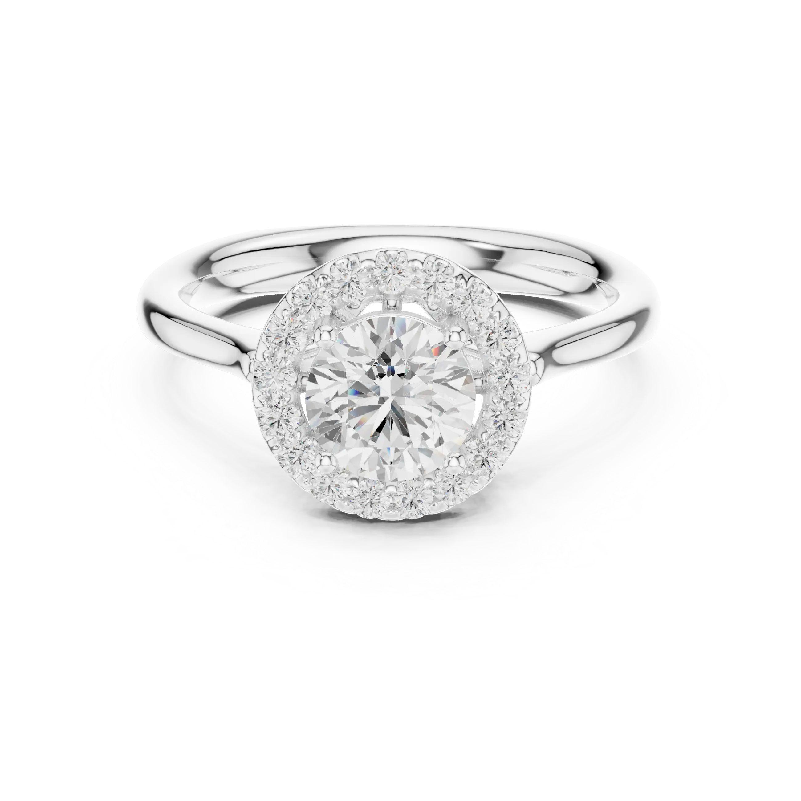 Round Brilliant Diamond Halo Engagement Ring in 14k Yellow Gold