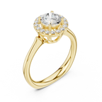 Round Brilliant Diamond Halo Engagement Ring in 14k Yellow Gold