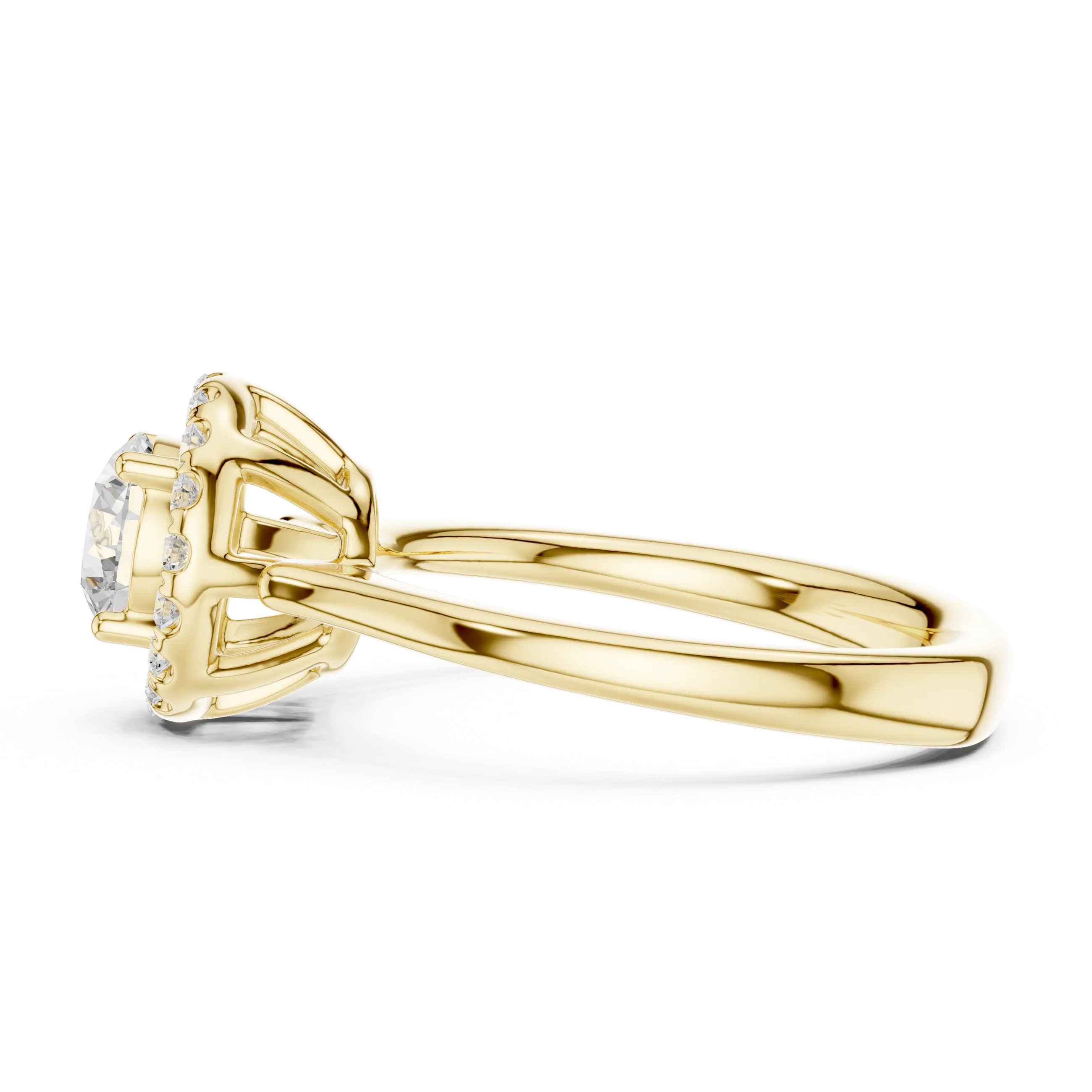Round Brilliant Diamond Halo Engagement Ring in 14k Yellow Gold