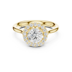 Round Brilliant Diamond Halo Engagement Ring in 14k Yellow Gold