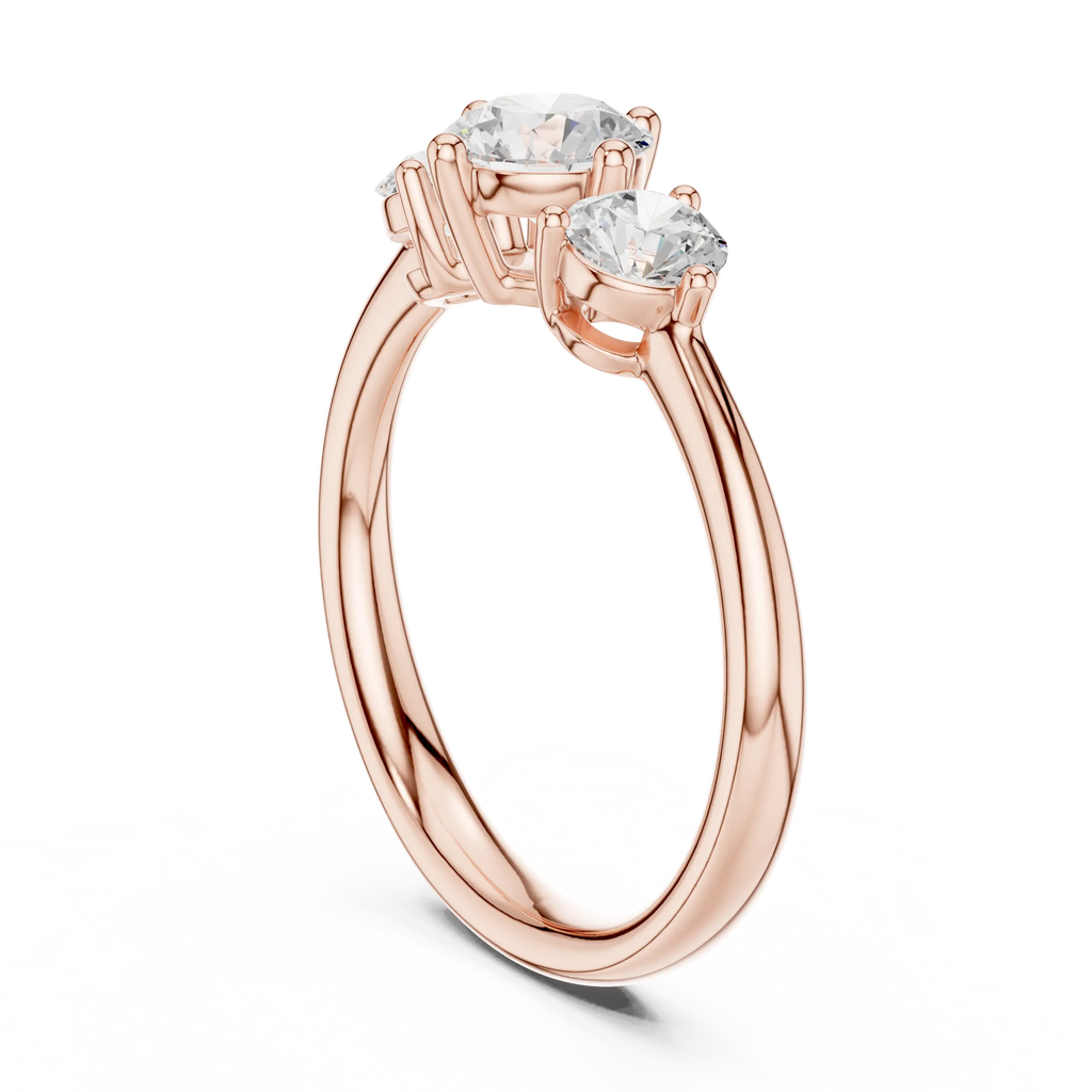 Round Brilliant Three-Stone Diamond Engagement Ring in 10k White Gold
