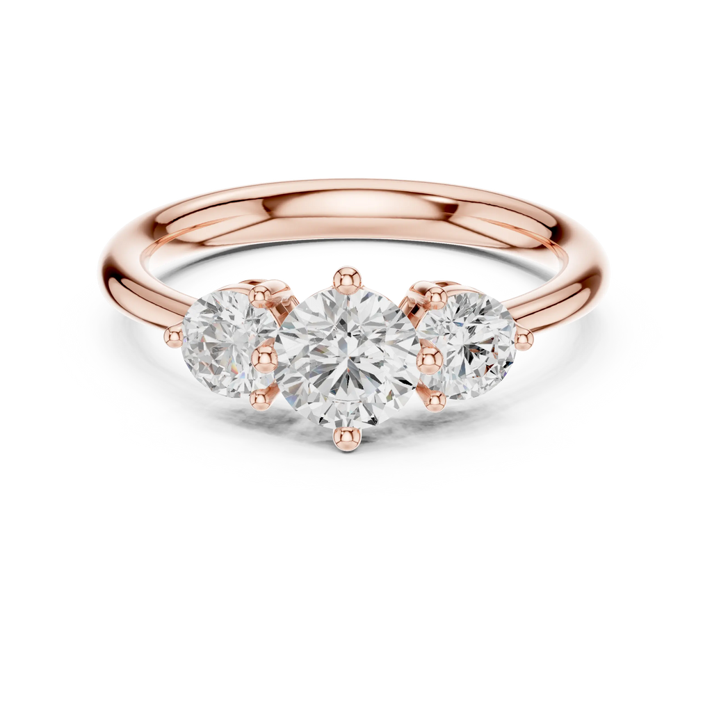 Round Brilliant Three-Stone Diamond Engagement Ring in 10k White Gold