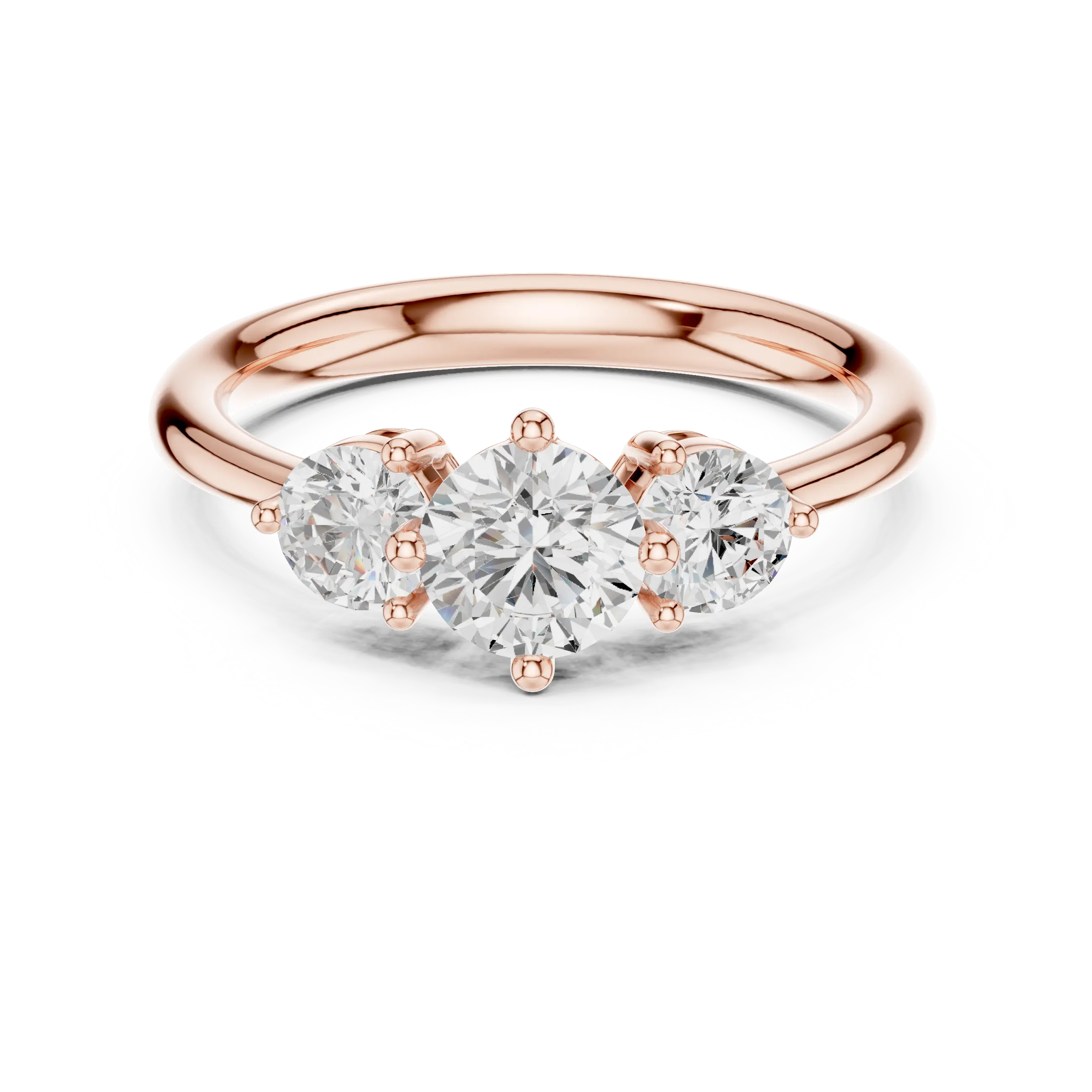 Round Brilliant Three-Stone Diamond Engagement Ring in 10k White Gold