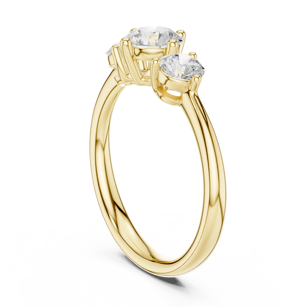Round Brilliant Three-Stone Diamond Engagement Ring in 10k White Gold