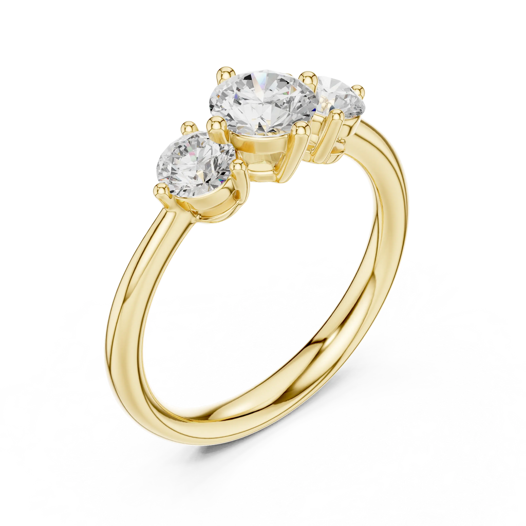 Round Brilliant Three-Stone Diamond Engagement Ring in 10k White Gold