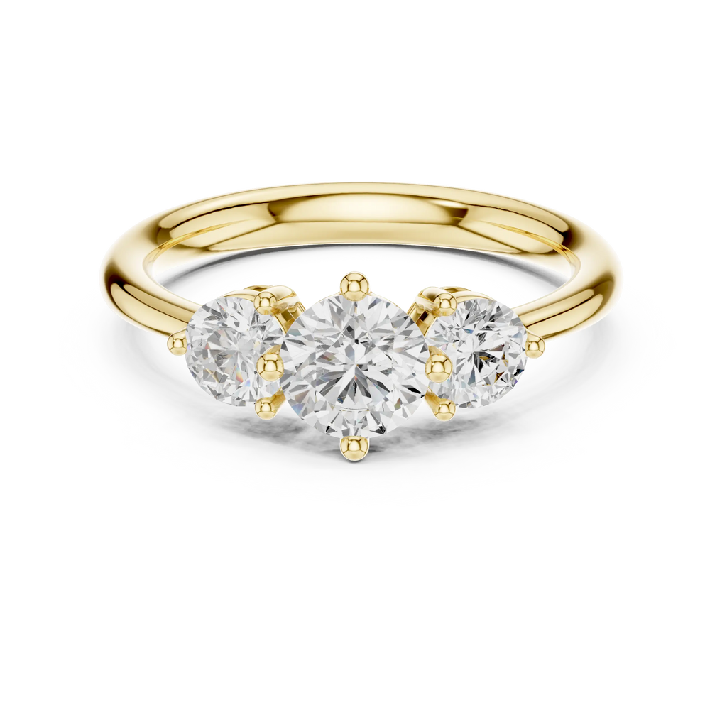 Round Brilliant Three-Stone Diamond Engagement Ring in 10k White Gold