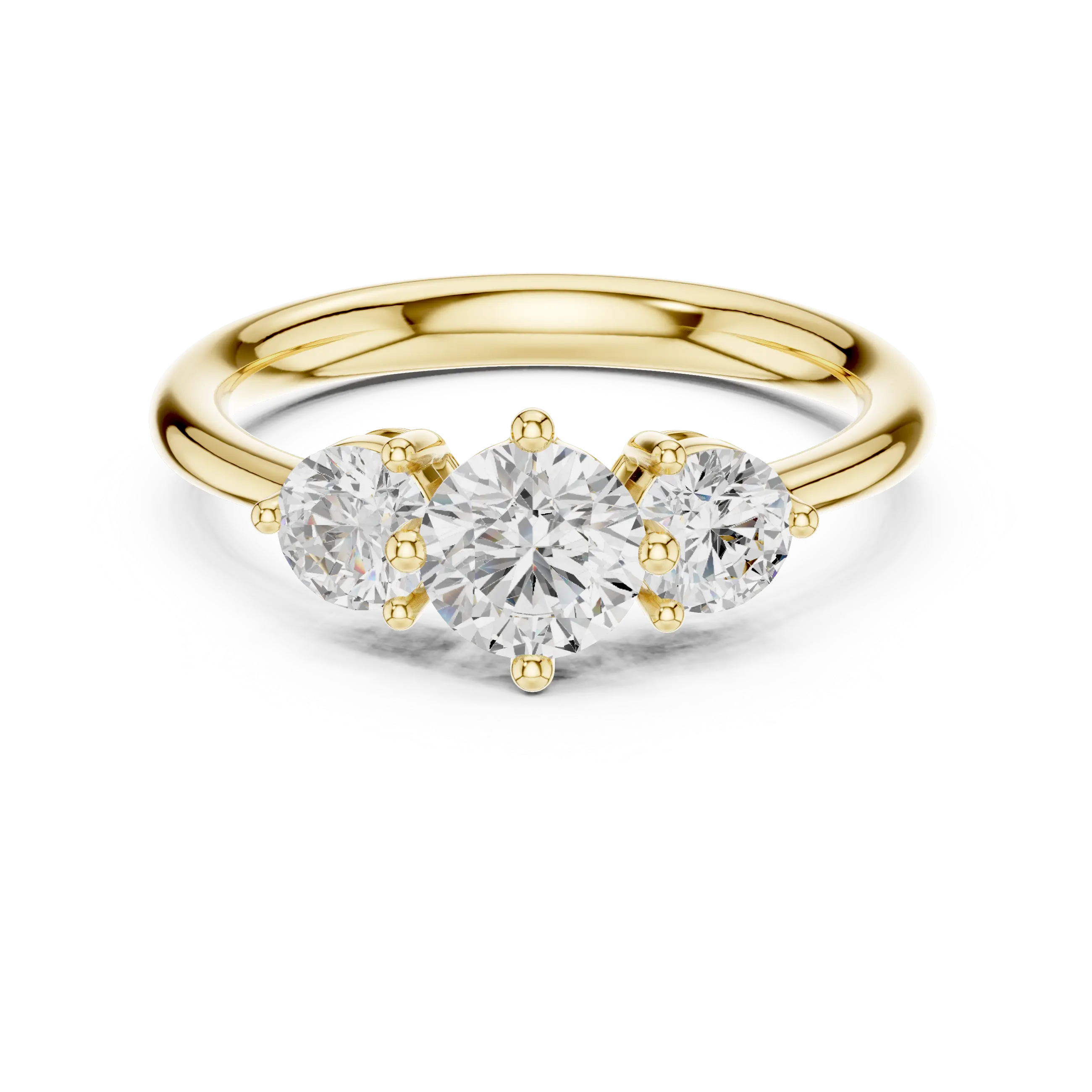 Round Brilliant Three-Stone Diamond Engagement Ring in 10k White Gold