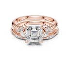 2.37 CTW Asscher Cut Moissanite Diamond Engagement Ring with Nature-Inspired Vine Band and Pear Side Accents in 14K White Gold