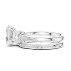 2.37 CTW Asscher Cut Moissanite Diamond Engagement Ring with Nature-Inspired Vine Band and Pear Side Accents in 14K White Gold