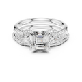 2.37 CTW Asscher Cut Moissanite Diamond Engagement Ring with Nature-Inspired Vine Band and Pear Side Accents in 14K White Gold