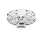 2.37 CTW Asscher Cut Moissanite Diamond Engagement Ring with Nature-Inspired Vine Band and Pear Side Accents in 14K White Gold