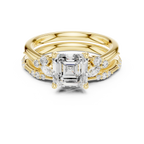 2.37 CTW Asscher Cut Moissanite Diamond Engagement Ring with Nature-Inspired Vine Band and Pear Side Accents in 14K White Gold