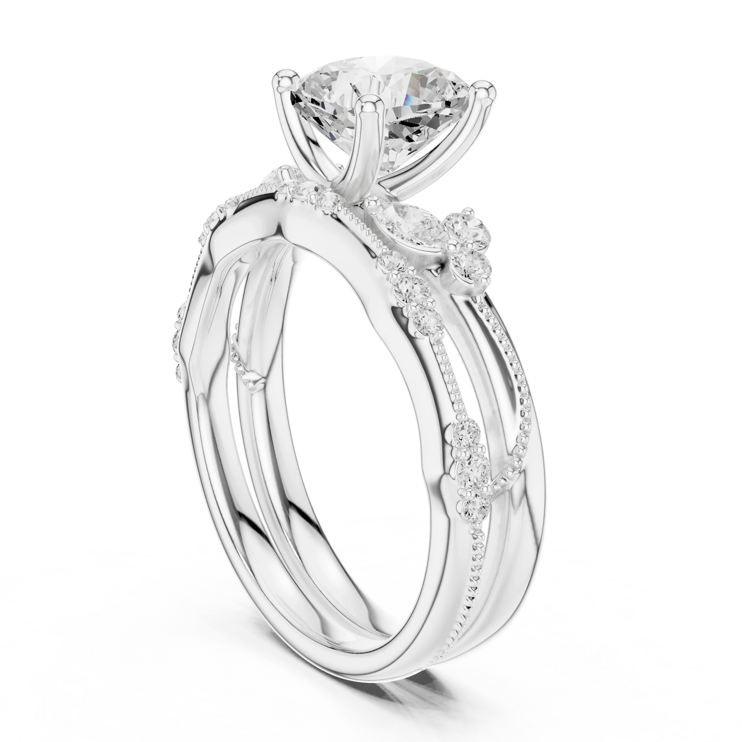 2.37 CTW Cushion Cut Moissanite Diamond Rope Twisted Eternity Wedding Band Ring