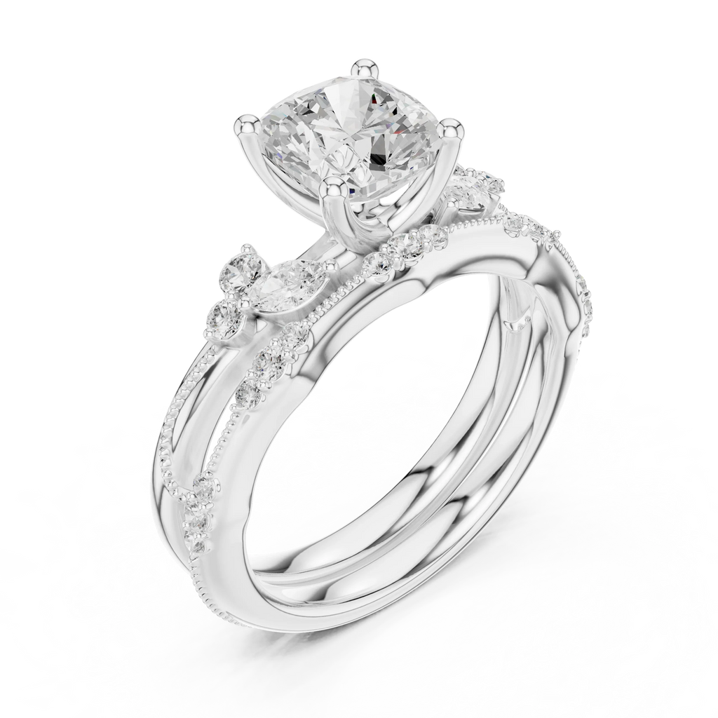 2.37 CTW Cushion Cut Moissanite Diamond Rope Twisted Eternity Wedding Band Ring