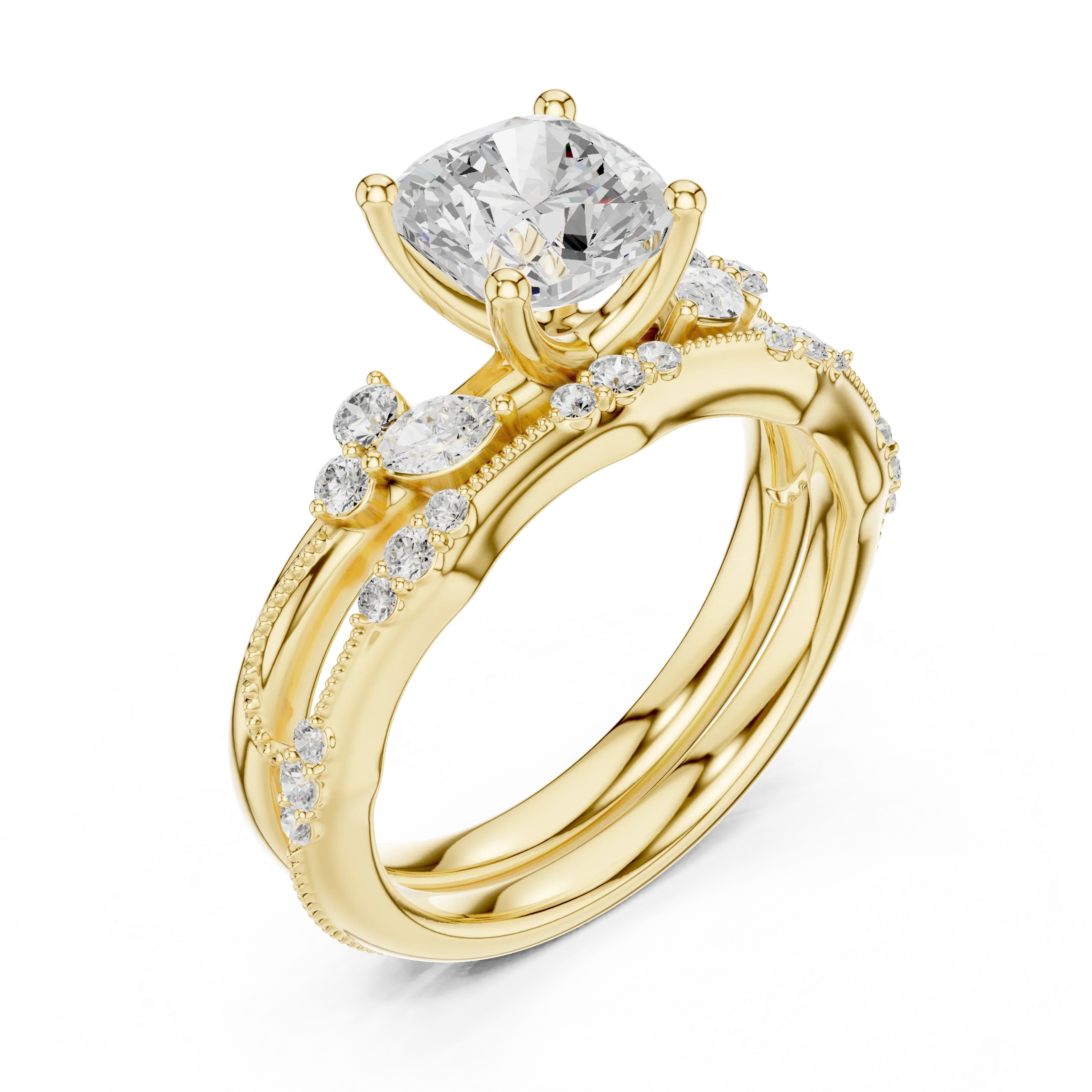 2.37 CTW Cushion Cut Moissanite Diamond Rope Twisted Eternity Wedding Band Ring