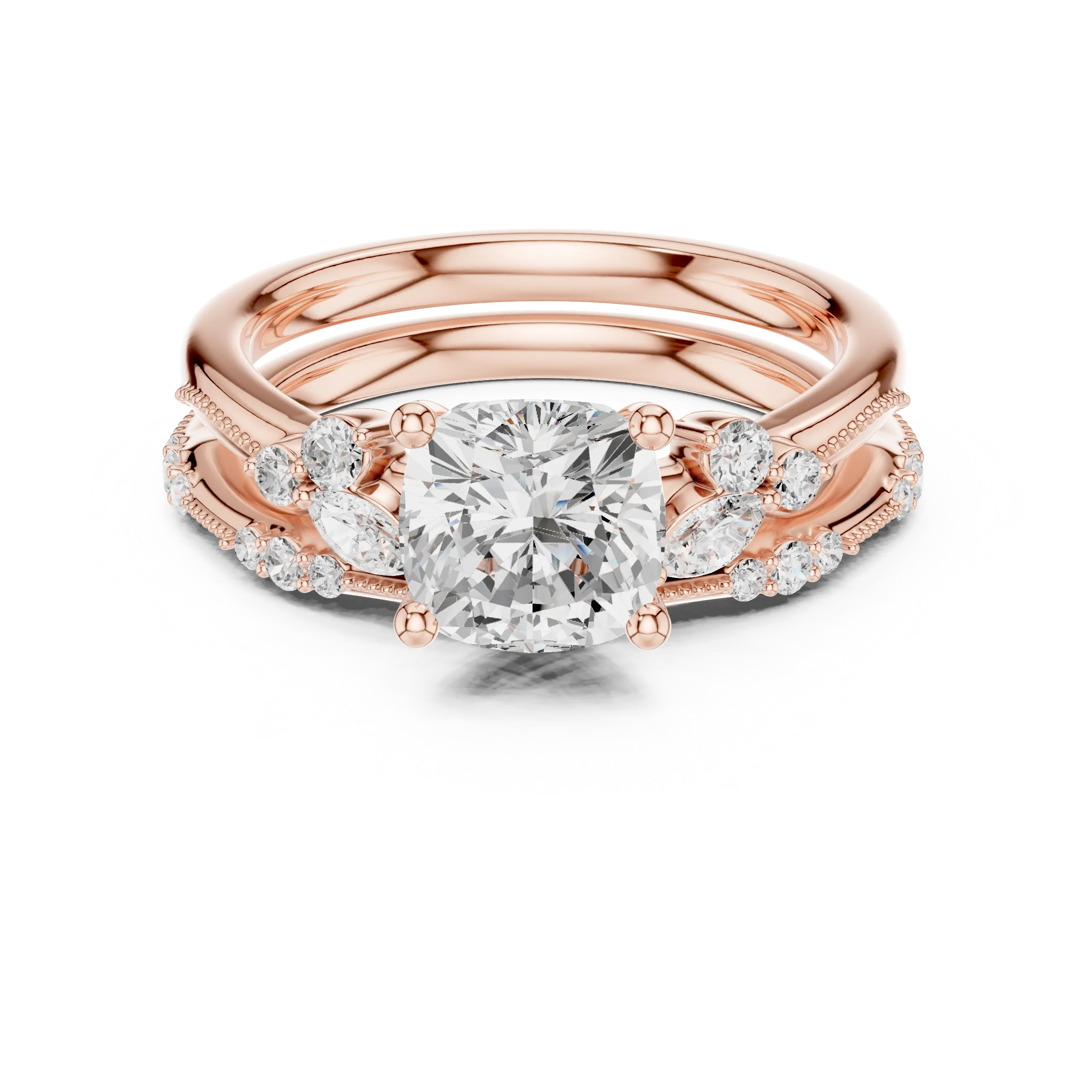 2.37 CTW Cushion Cut Moissanite Diamond Rope Twisted Eternity Wedding Band Ring