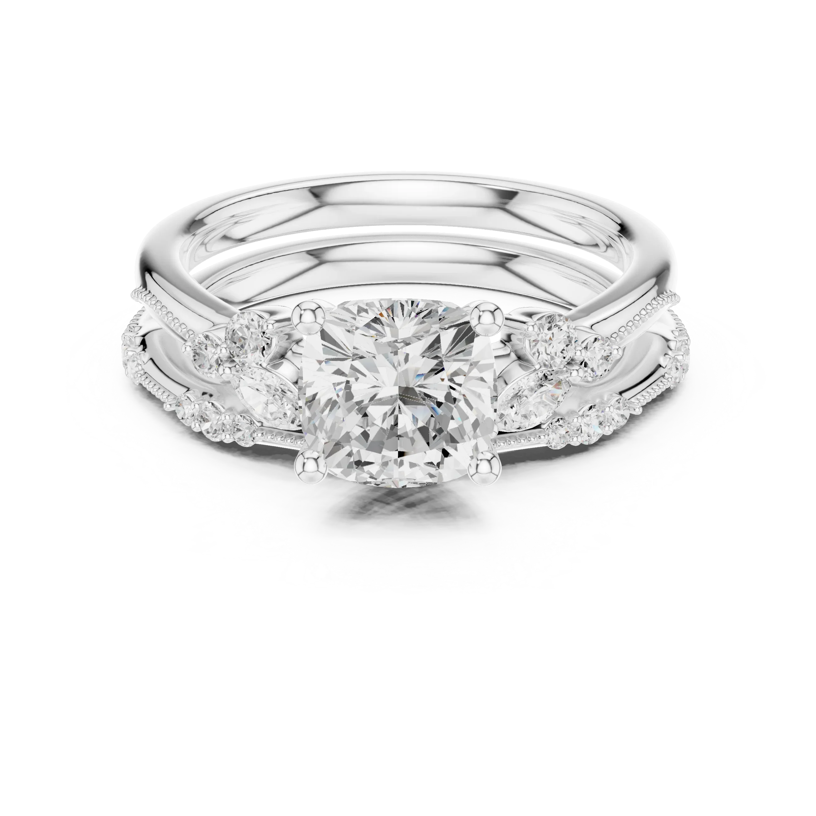 2.37 CTW Cushion Cut Moissanite Diamond Rope Twisted Eternity Wedding Band Ring