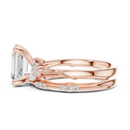 2.37 CTW Emerald Cut Moissanite Diamond Engagement Ring with Nature-Inspired Vine Band and Pear Side Accents in 14K White Gold