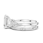2.37 CTW Emerald Cut Moissanite Diamond Engagement Ring with Nature-Inspired Vine Band and Pear Side Accents in 14K White Gold