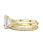 2.37 CTW Emerald Cut Moissanite Diamond Engagement Ring with Nature-Inspired Vine Band and Pear Side Accents in 14K White Gold