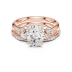 2.37 CTW Oval Cut Moissanite Diamond Engagement Ring with Nature-Inspired Vine Band and Pear Side Accents in 14K White Gold