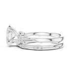 2.37 CTW Oval Cut Moissanite Diamond Engagement Ring with Nature-Inspired Vine Band and Pear Side Accents in 14K White Gold