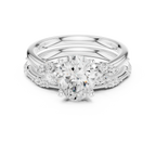 2.37 CTW Oval Cut Moissanite Diamond Engagement Ring with Nature-Inspired Vine Band and Pear Side Accents in 14K White Gold