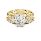 2.37 CTW Oval Cut Moissanite Diamond Engagement Ring with Nature-Inspired Vine Band and Pear Side Accents in 14K White Gold