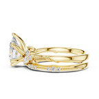 2.37 CTW Pear Cut Moissanite Diamond Engagement Ring with Nature-Inspired Vine Band and Pear Side Accents in 14K White Gold