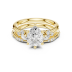 2.37 CTW Pear Cut Moissanite Diamond Engagement Ring with Nature-Inspired Vine Band and Pear Side Accents in 14K White Gold