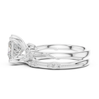 2.37 CTW Princess Cut Moissanite Diamond Engagement Ring with Nature-Inspired Vine Band and Pear Side Accents in 14K White Gold