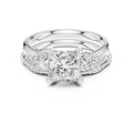 2.37 CTW Princess Cut Moissanite Diamond Engagement Ring with Nature-Inspired Vine Band and Pear Side Accents in 14K White Gold