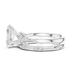 2.37 CTW Radiant Cut Moissanite Diamond Engagement Ring with Nature-Inspired Vine Band and Pear Side Accents in 14K White Gold