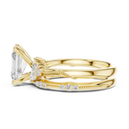 2.37 CTW Radiant Cut Moissanite Diamond Engagement Ring with Nature-Inspired Vine Band and Pear Side Accents in 14K White Gold