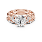 2.37 CTW Round Cut Moissanite Diamond Engagement Ring with Nature-Inspired Vine Band and Pear Side Accents in 14K White Gold