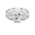 2.37 CTW Round Cut Moissanite Diamond Engagement Ring with Nature-Inspired Vine Band and Pear Side Accents in 14K White Gold