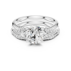 2.37 CTW Round Cut Moissanite Diamond Engagement Ring with Nature-Inspired Vine Band and Pear Side Accents in 14K White Gold