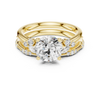 2.37 CTW Round Cut Moissanite Diamond Engagement Ring with Nature-Inspired Vine Band and Pear Side Accents in 14K White Gold
