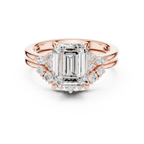 2.92 CT VVS1 D Color Emerald Cut Cluster Diamond Wedding Ring