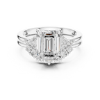 2.92 CT VVS1 D Color Emerald Cut Cluster Diamond Wedding Ring