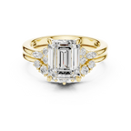 2.92 CT VVS1 D Color Emerald Cut Cluster Diamond Wedding Ring